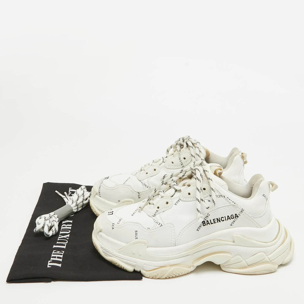 Balenciaga Balenciaga White Faux Leather Triple S Allover Logo Sneakers Size 37 10