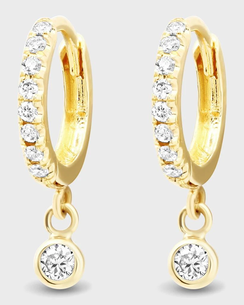 Jennifer Meyer Diamond Huggie Mini Bezel Drop Earrings 1