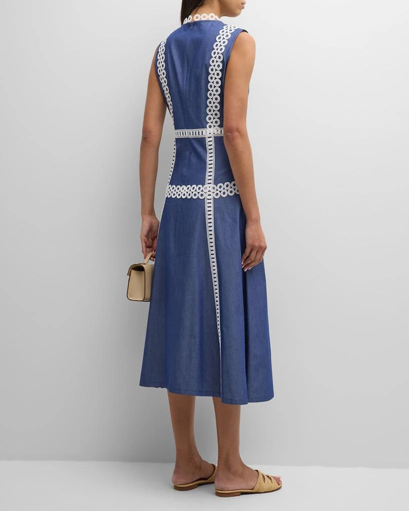 Misook Woven Eyelet-Trim Cotton Maxi Fit & Flare Dress - Modern Fit 6