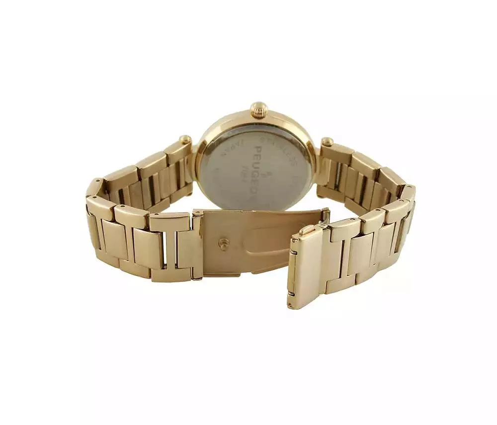 Peugeot Women 38mm Gold Plated Bracelet Watch With Crystal Bezel 3