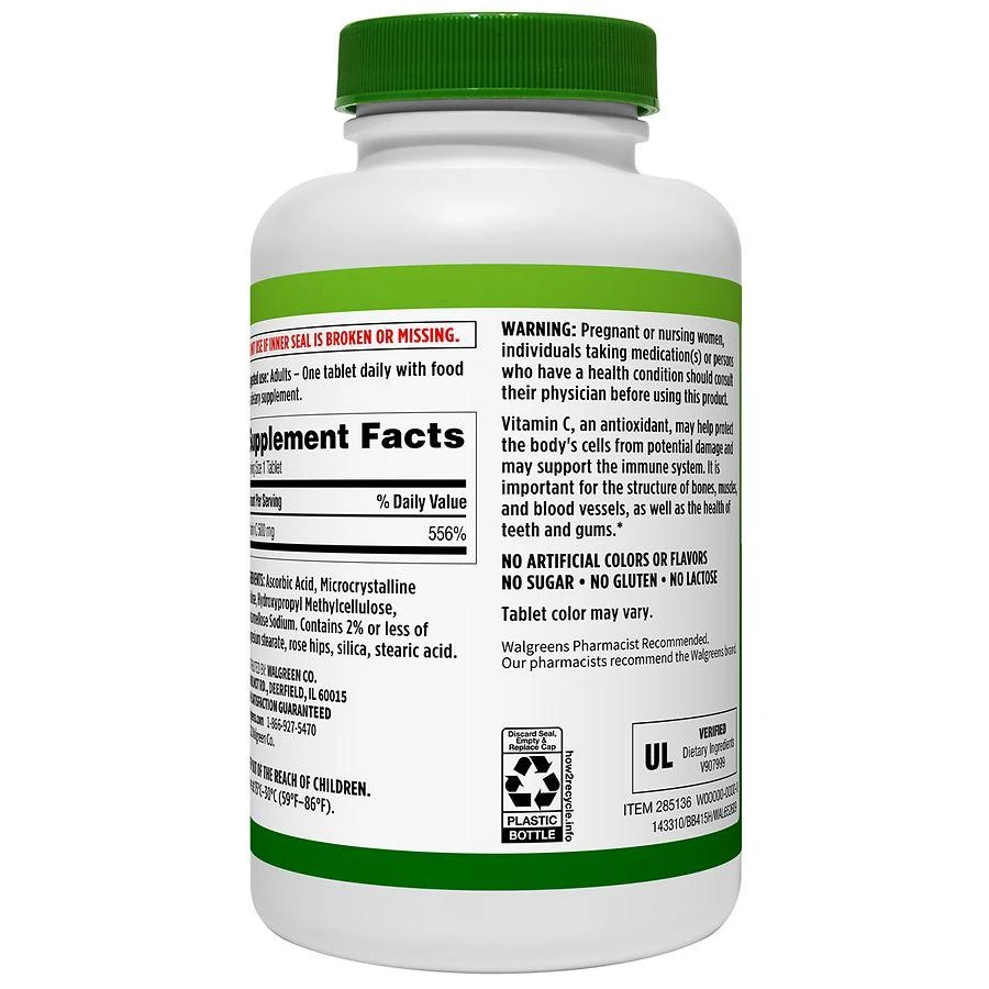 Walgreens Vitamin C with Natural Rose Hips 500 mg Tablets (400 days) 2