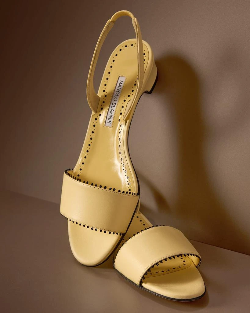 Manolo Blahnik Patobar Leather Slingback Sandals 2