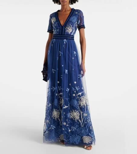 Costarellos Floral embroidered gown 2