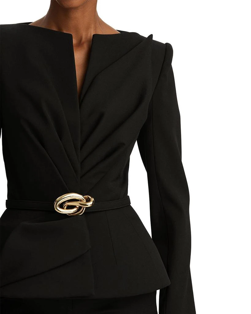 Oscar de la Renta Black Satin Bow Buckle Belt Jacket 4