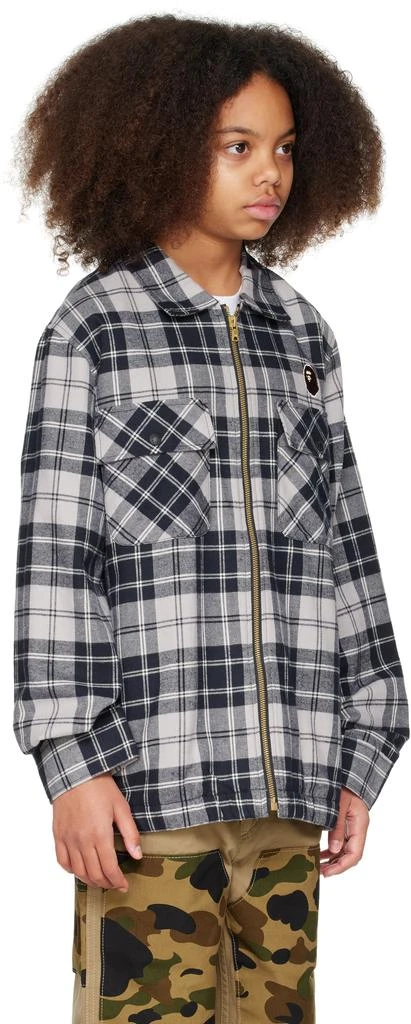 Bape Kids Gray Check Ape Head Patch Zip Jacket 2