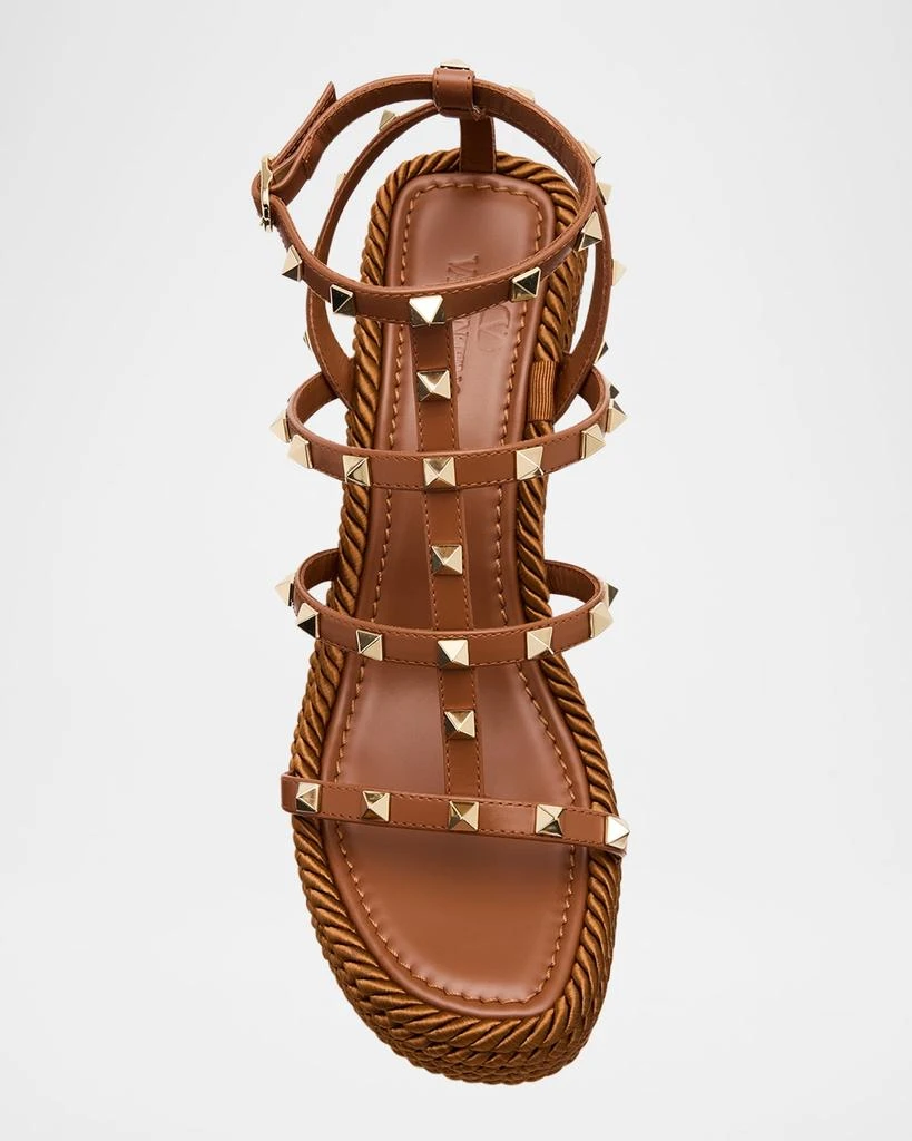 Valentino Rockstud Leather Wedge Espadrille Sandals 6