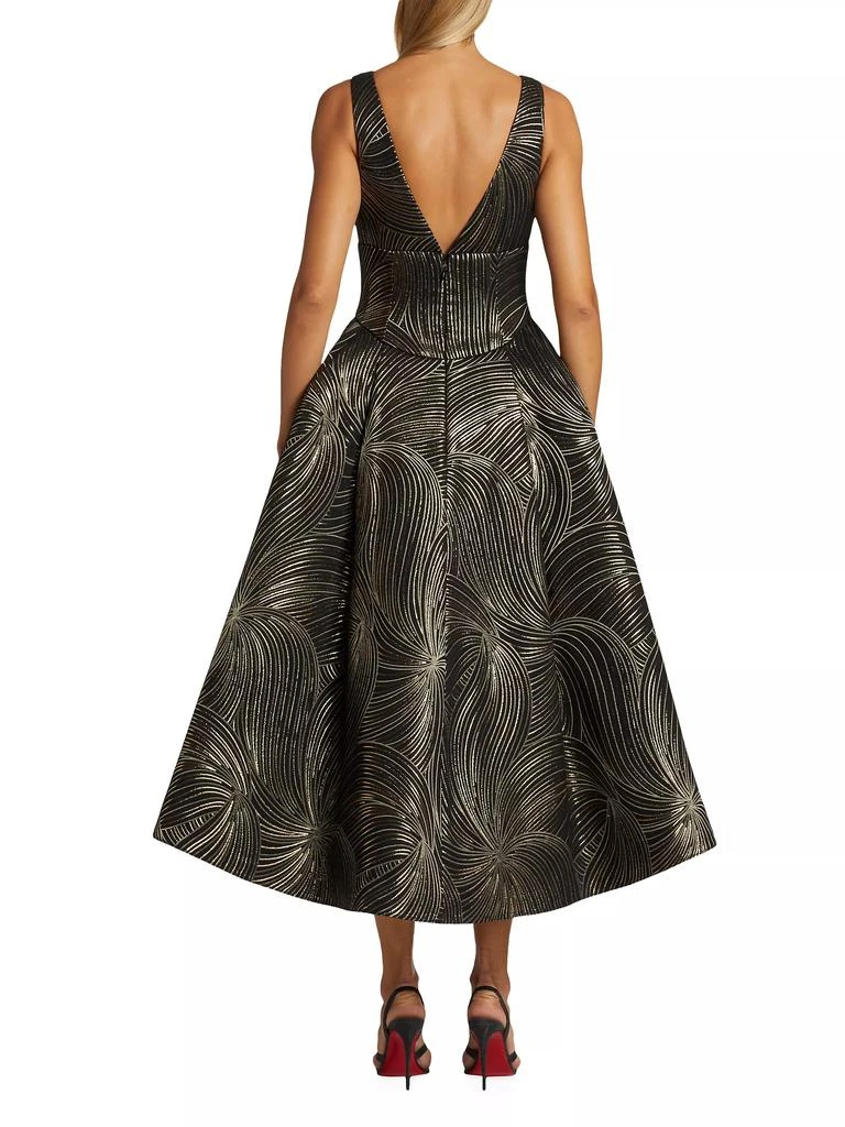 Amsale Metallic Jacquard Midi-Dress 5