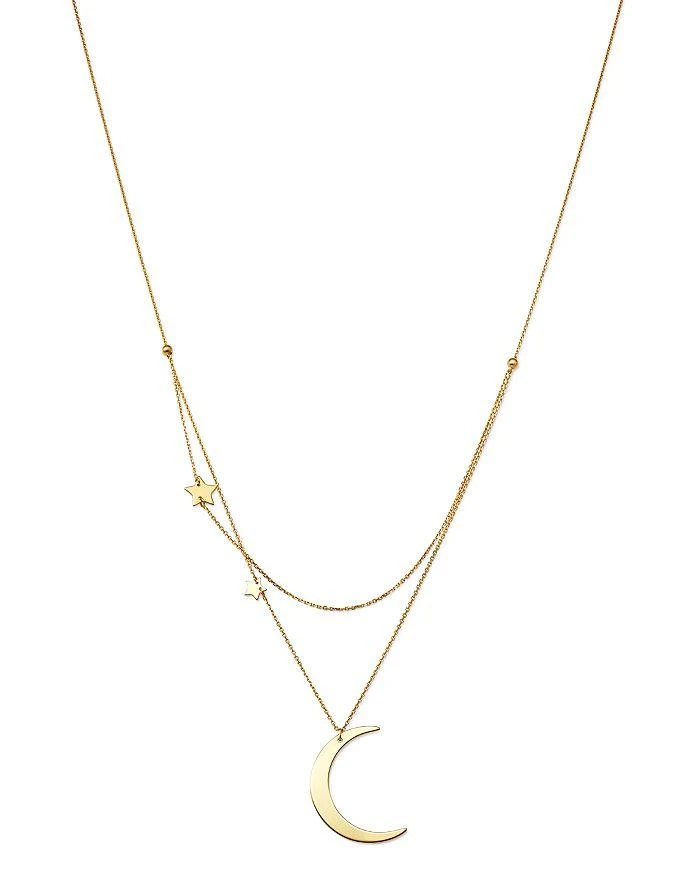 Moon 
Meadow Crescent 
Star Charm Layered Necklace in 14K Yellow Gold, 18" - Exclusive