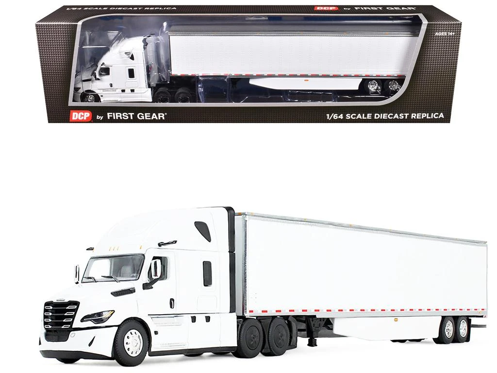 First Gear Freightliner 5th Gen Cascadia Raised Roof Sleeper 
53
 Utility Trailer White 1/64 Diecast DCP/