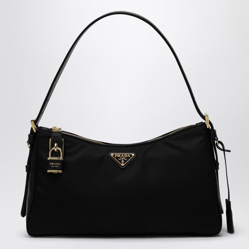 【関税&送料込】Prada Black Nylon Large Aimee Shoulder Bag Prada Black Aimée large Re-Nylon and leather shoulder bag