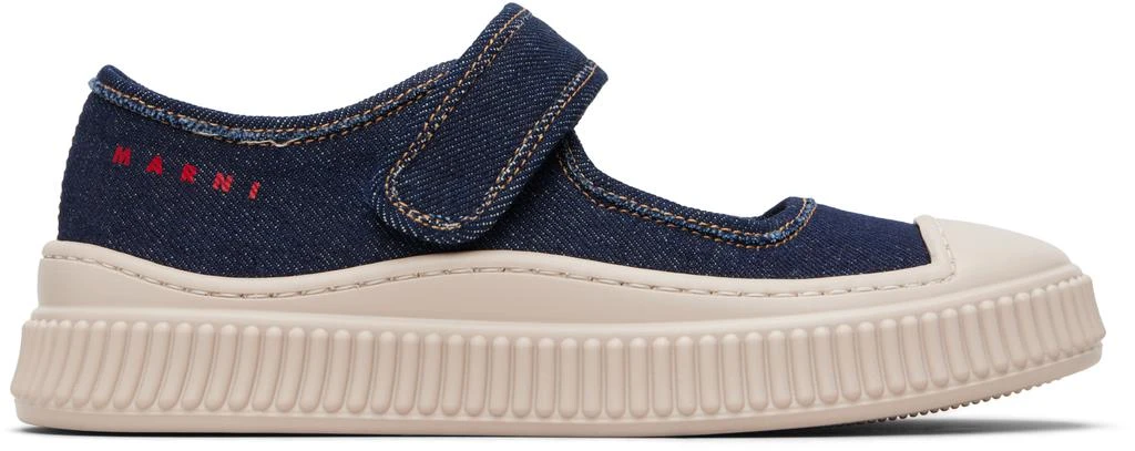 Marni Kids Navy Denim Mary Jane Sneakers