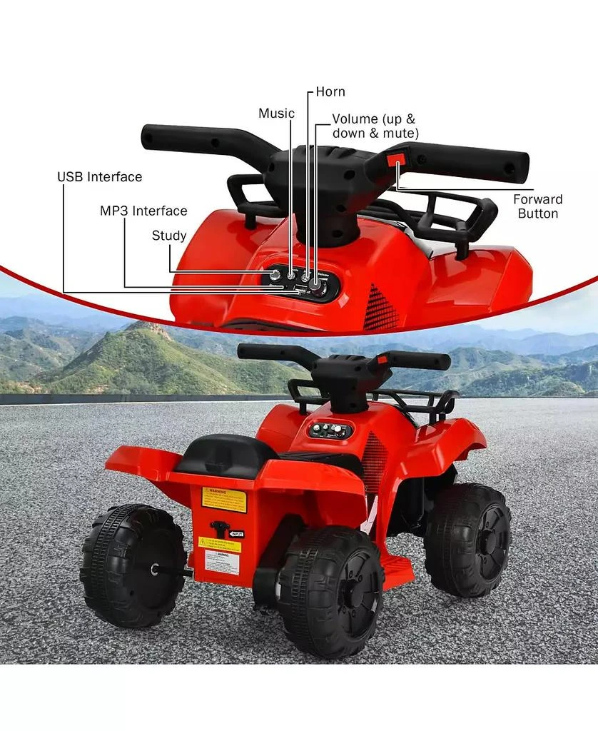 HONGGE 6V Kids Electric ATV Quad Bike with LED Lights and MP3 Player 7