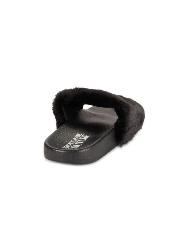 Versace Logo Faux Fur Slides 3