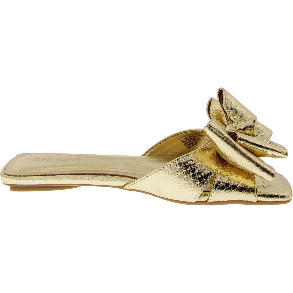 On 34th JAZMINN Womens Faux Leather Bow Slide Sandals 4