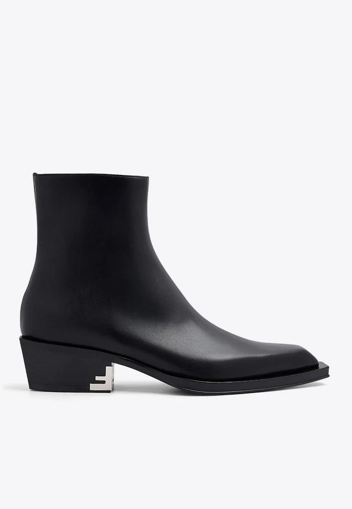 Fendi F Logo Leather Ankle Boots 1