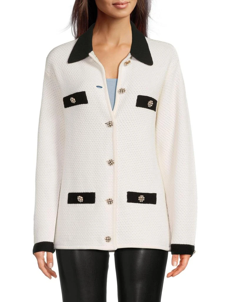 Alice + Olivia Phoebe Mid-Length Wool-Blend Cardigan 1
