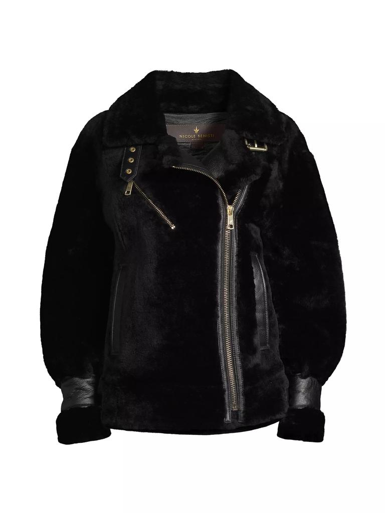 Nicole Benisti Grand Dyed Shearling & Leather Coat