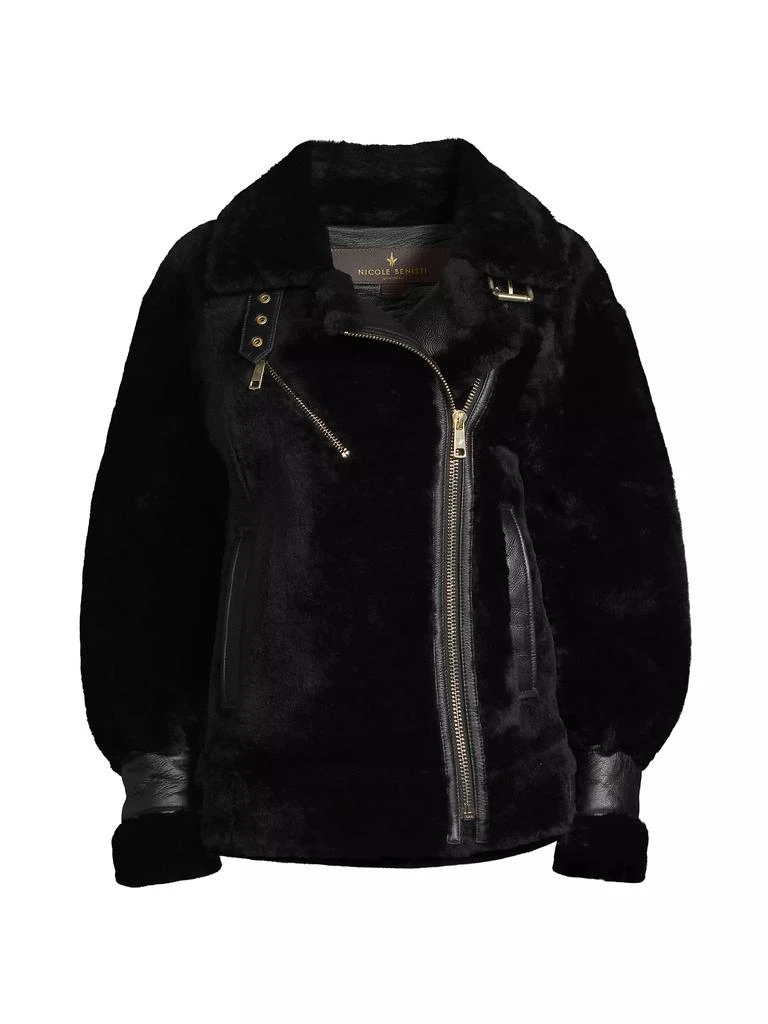 Nicole Benisti Grand Dyed Shearling & Leather Coat 1