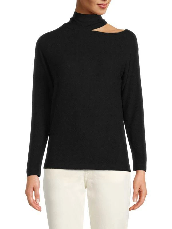 Renee C. Mock Turtleneck Cutout Top 1