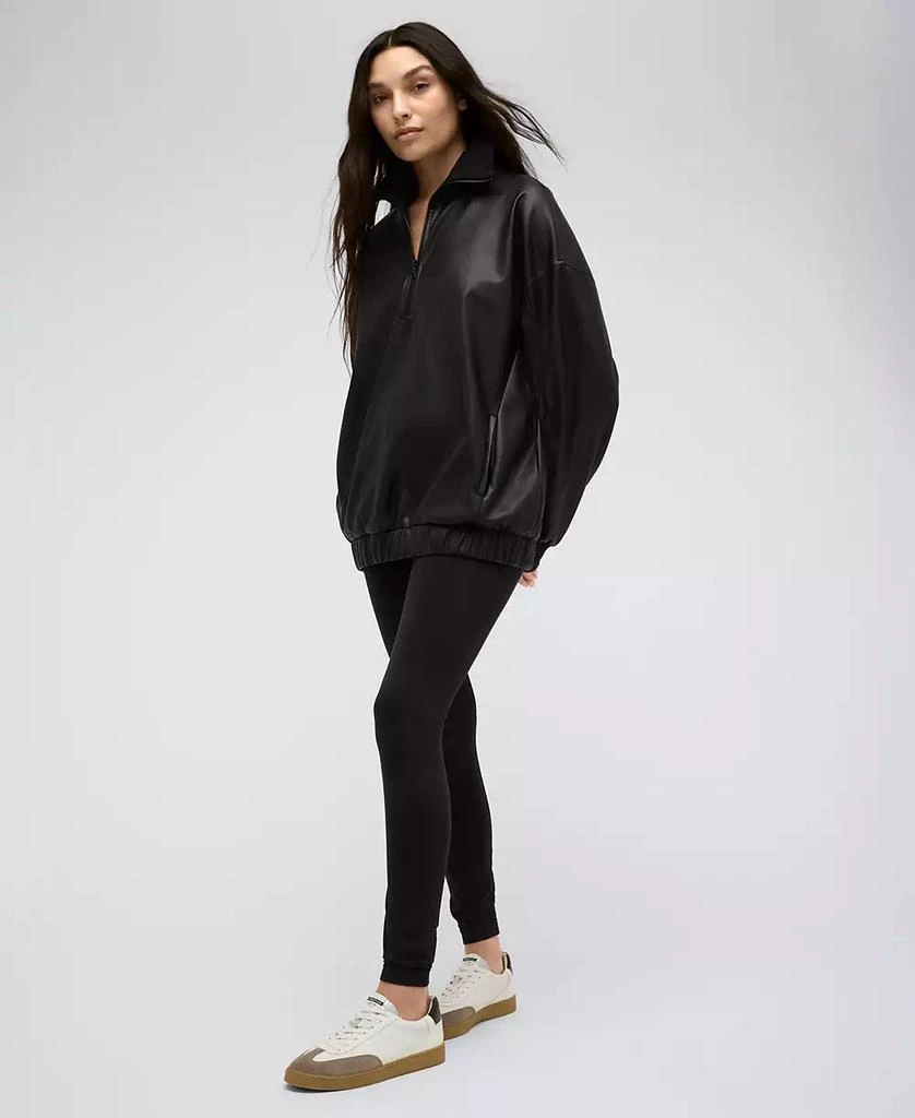 Kenneth Cole Women's Half-Zip Faux-Leather Sweater 3