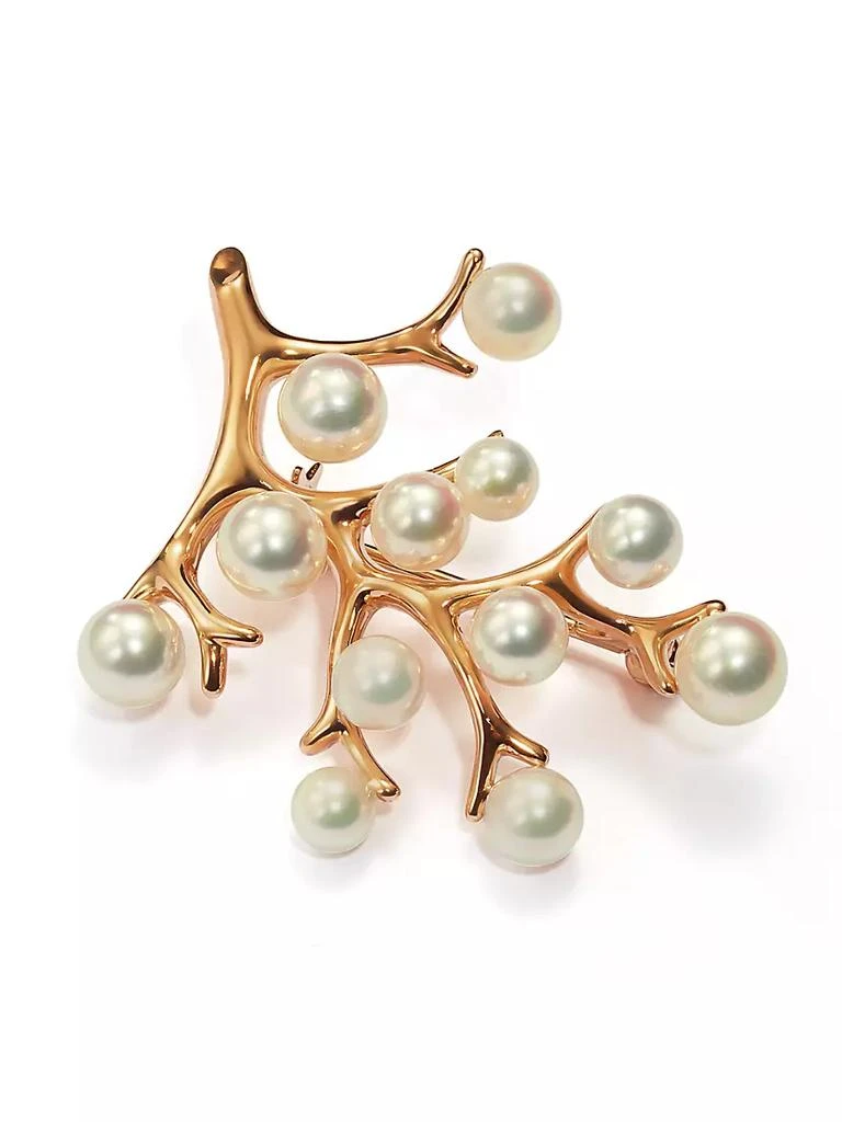 Mikimoto 18K Rose Gold &amp; Cultured Akoya Pearl Brooch 3