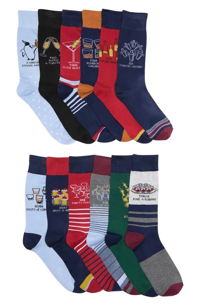 Original Penguin 12 Days of Christmas Drinking Socks - Pack of 12 1