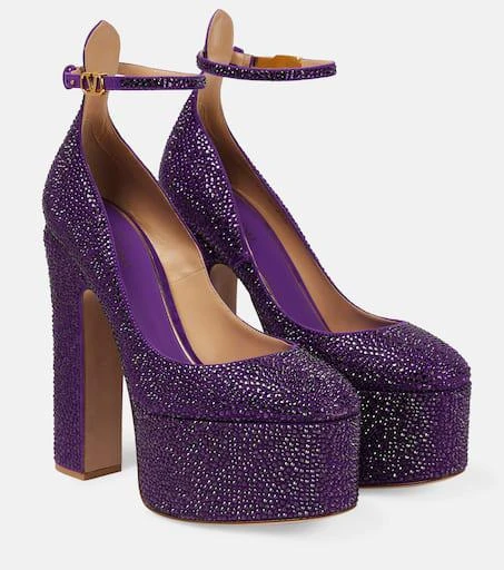Valentino Tan-Go embellished leather platform pumps 1