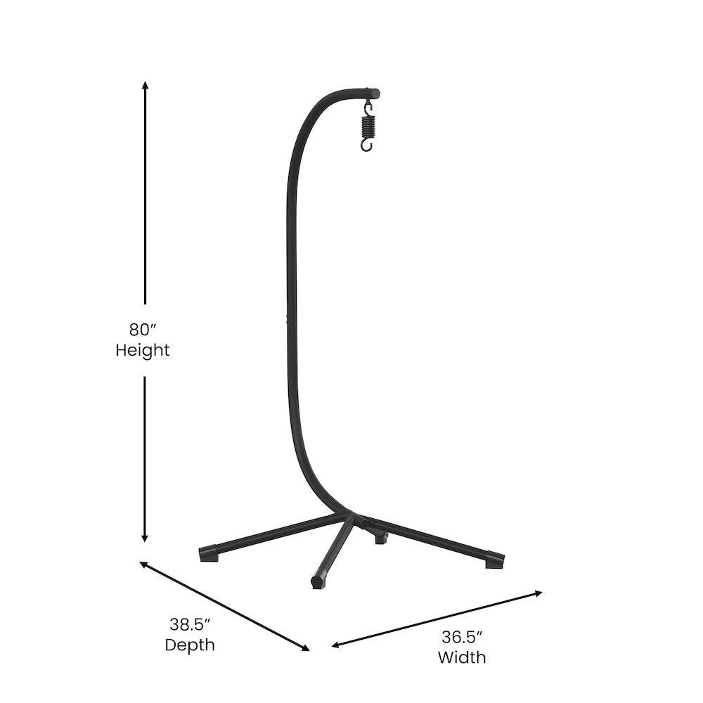 Flash Furniture Heavy Duty Hanging Hammock Chair C-Stand with Steel Offset Hardware, Black 5