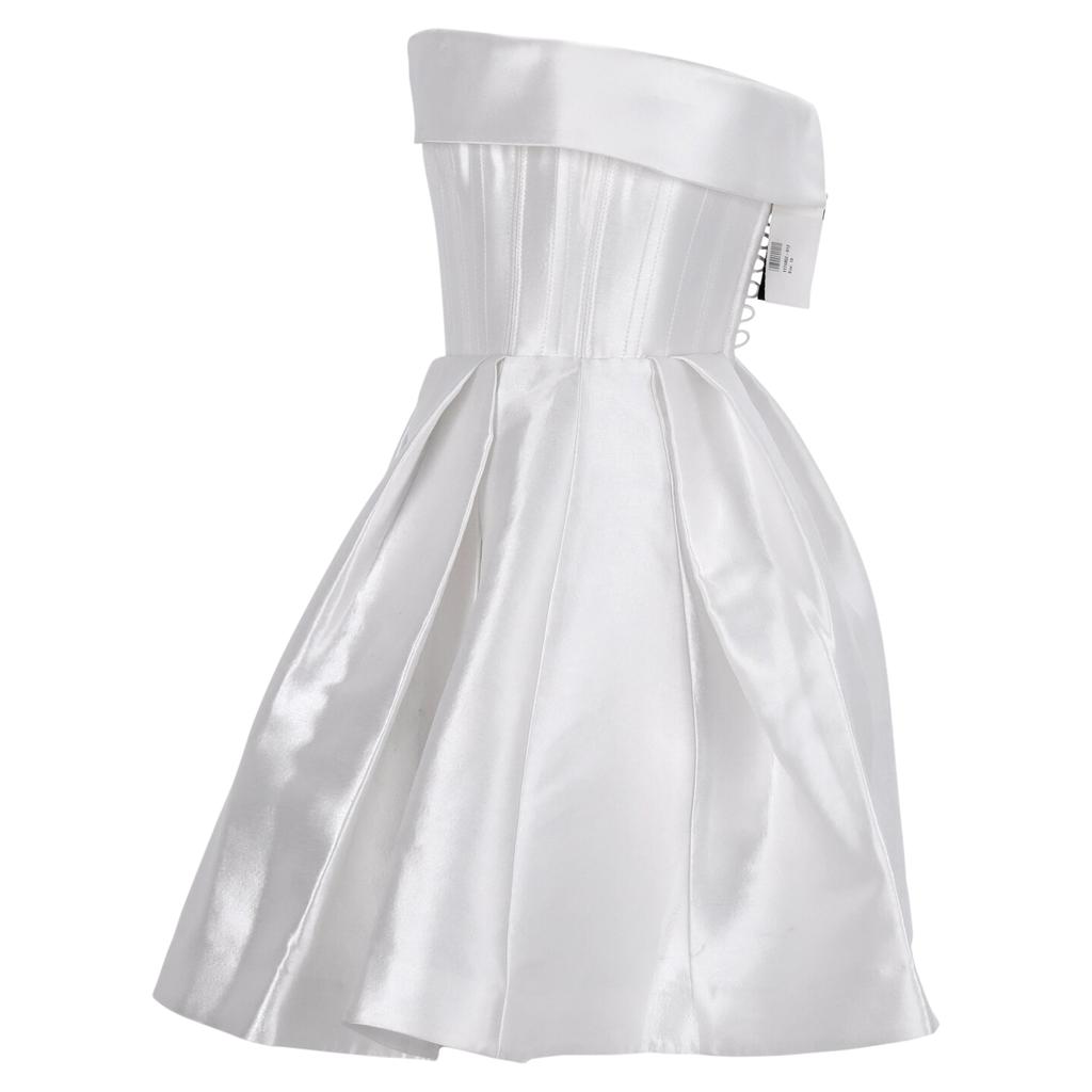 Alex Perry Elyse Strapless Mini Dress in White Silk