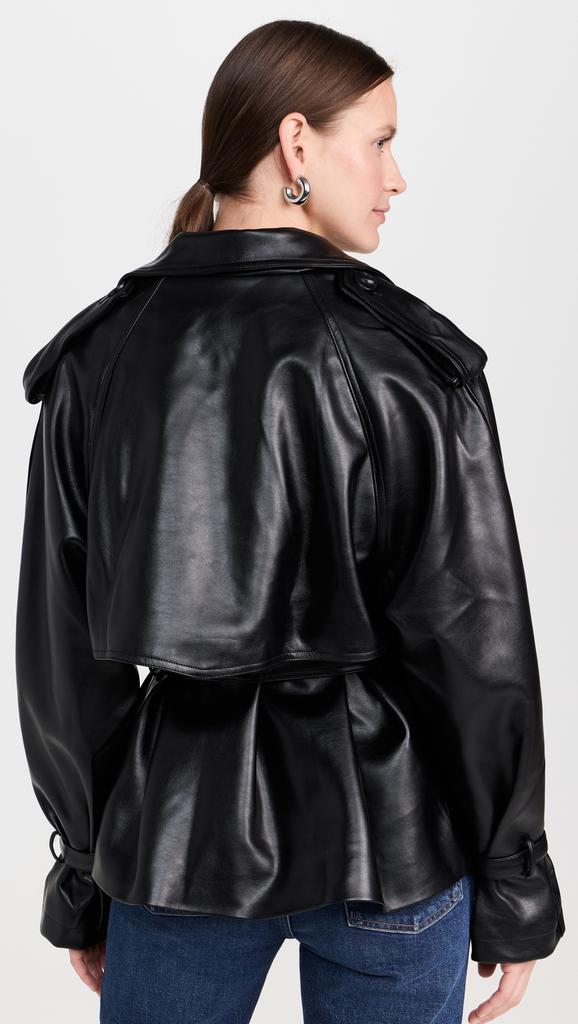 Pixie Market Leather Crop Trench Jacket