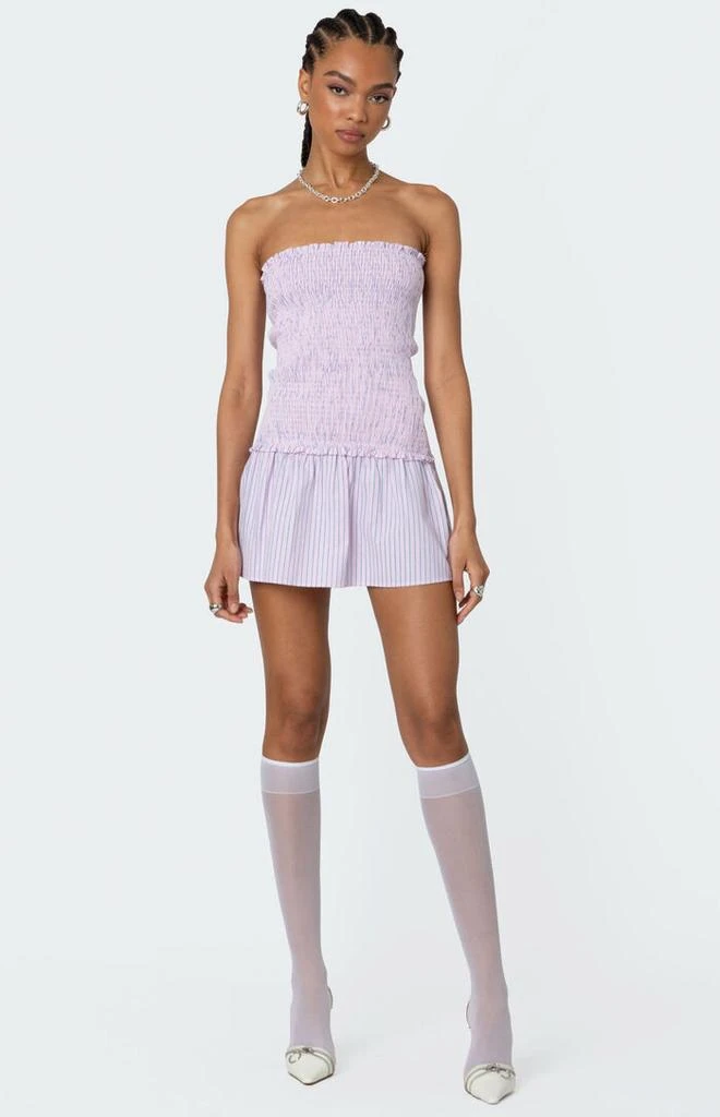 Edikted Striped Scrunch Strapless Mini Dress 5