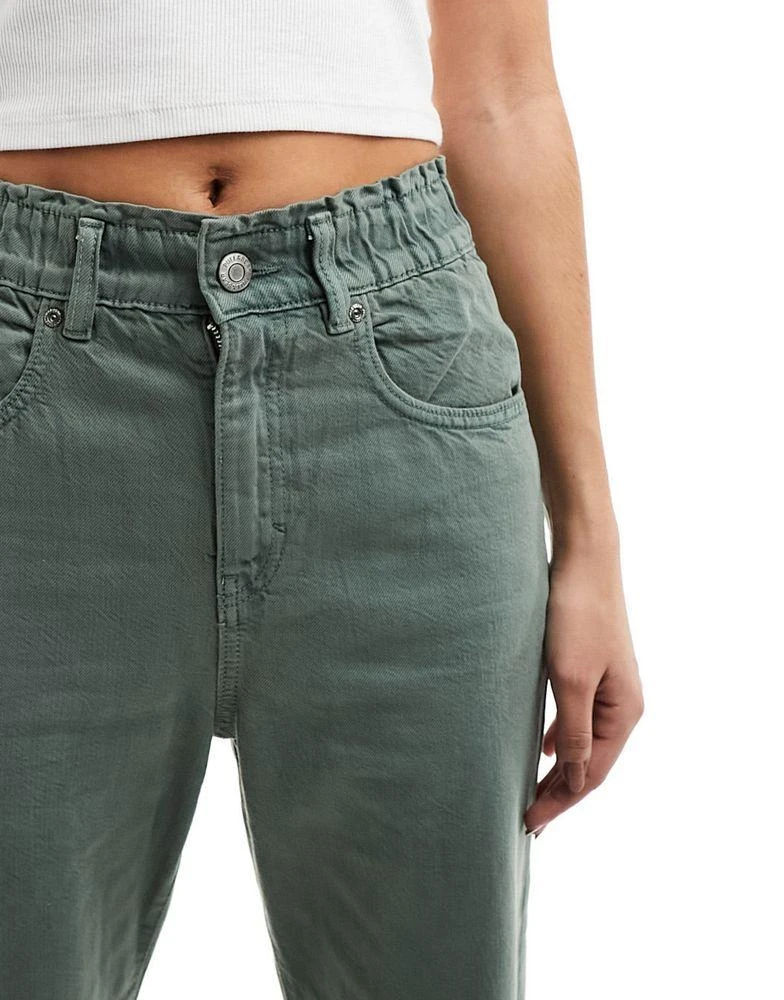 Pull&Bear Pull&Bear paperbag waist Mom jean in washed green 5