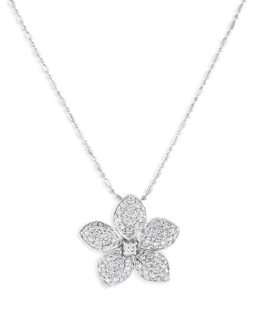 Bloomingdale's Pave Diamond Flower Pendant Necklace in 14K White Gold, 0.75 ct. t.w. 1