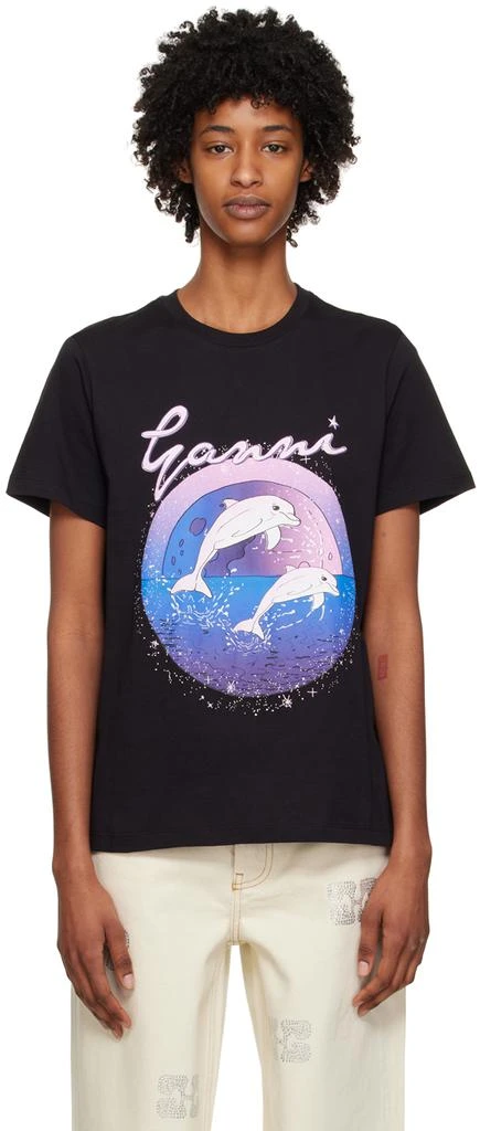 GANNI Black Dolphin T-Shirt 1