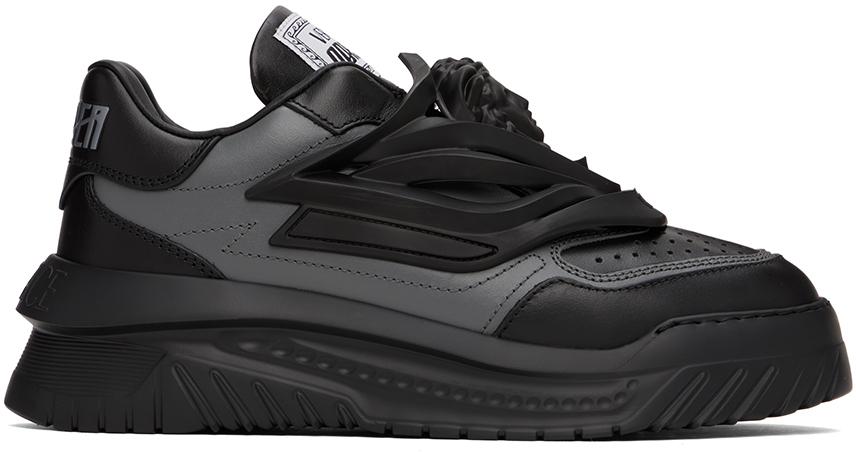【関税込み】Odissea Sneakers - Versace - Leather - Black VERSACE - Odissea Leather Sneakers Versace