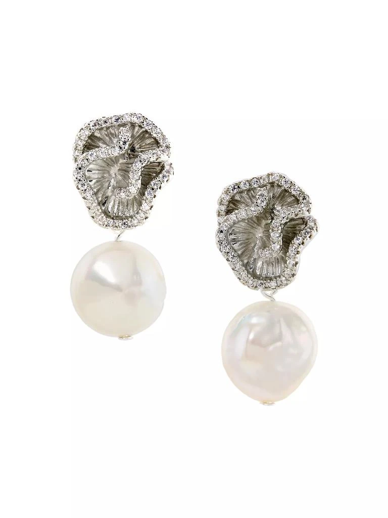 Shashi Genevieve Sterling Silver, Cubic Zirconia & Freshwater Pearl Drop Earrings 1