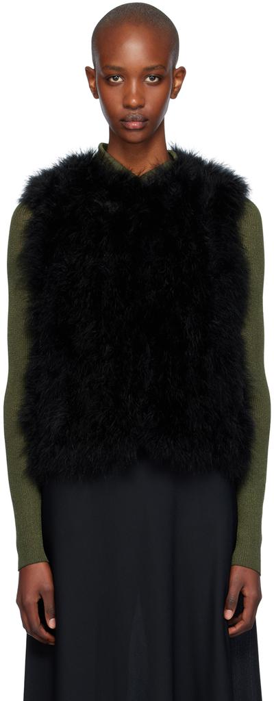 Yves Salomon Black Feather Vest