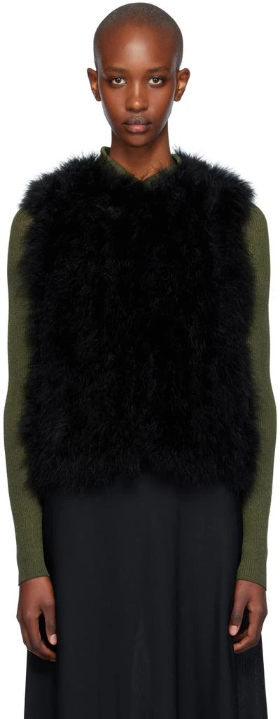 Yves Salomon Black Feather Vest 1