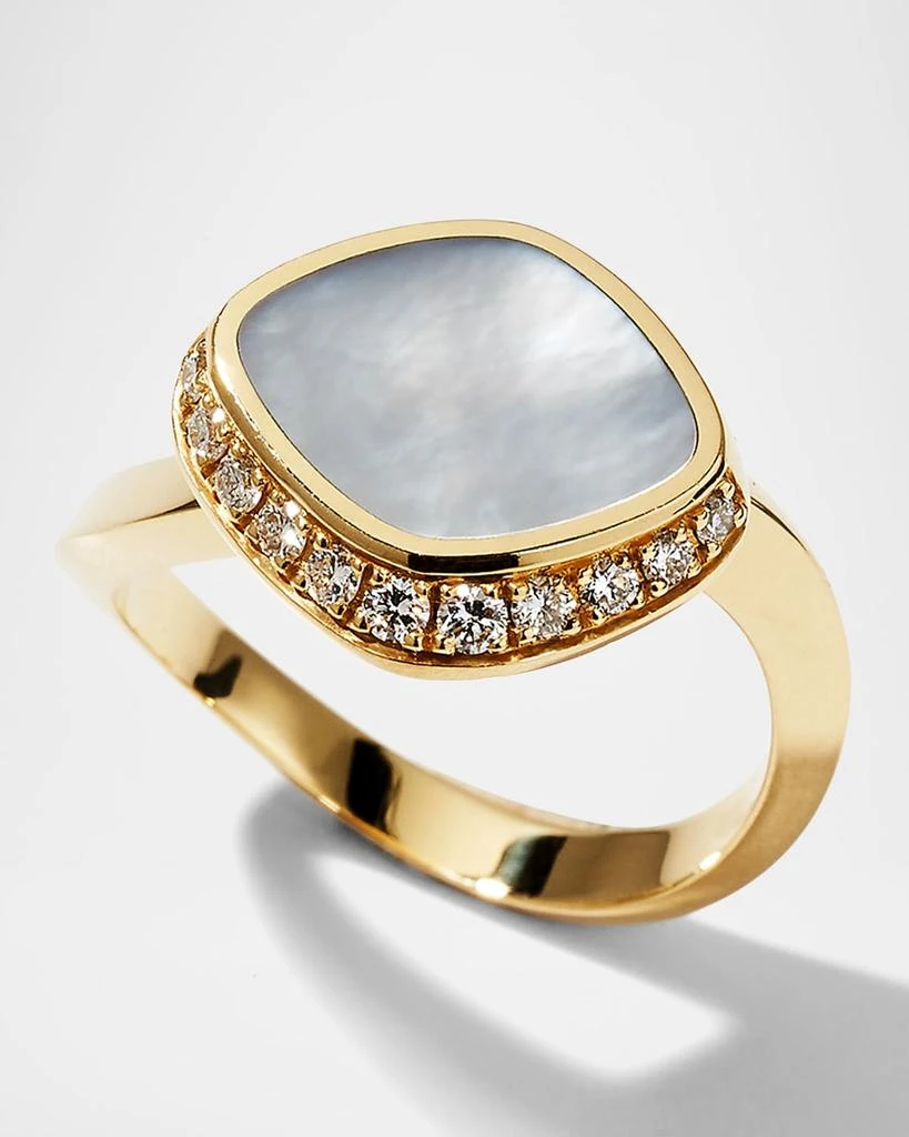 Vendorafa Yellow Gold Pebble Ring with Mother-of-Pearl and Diamonds 3