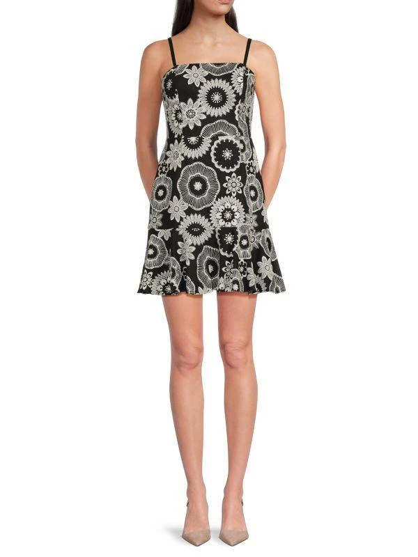 embroidered linen-blend mini dress Mac Duggal 67803 Ruffled Floral Cut-Out Chiffon Gown – The Dress Outlet