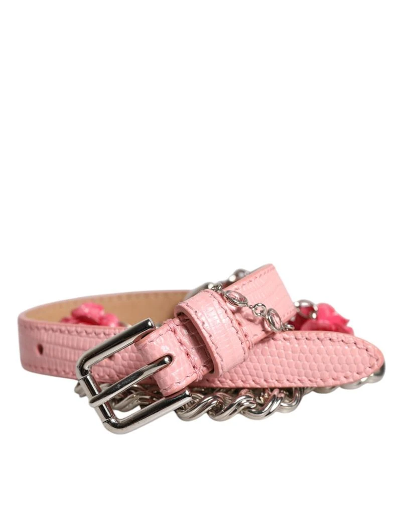Dolce & Gabbana Embelished Roses Textu Leather Women's Belt 1