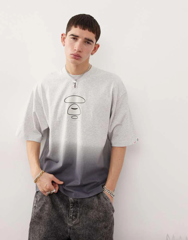 AAPE Aape By A Bathing Ape logo back print ombre t-shirt in grey multi 2