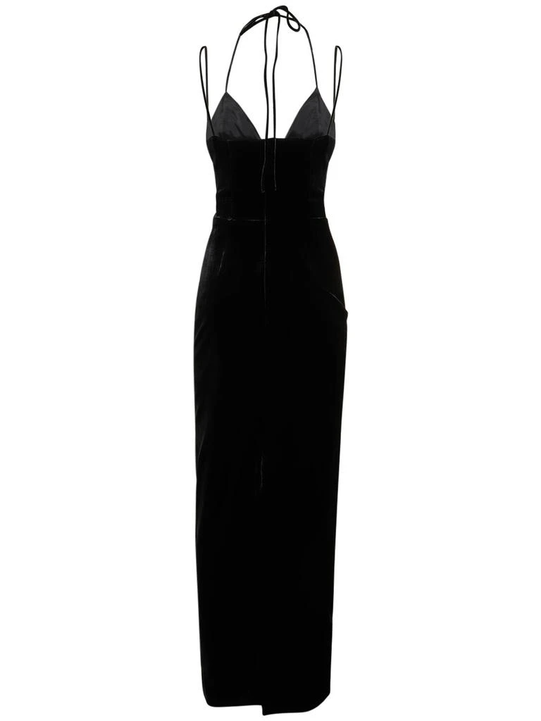 ALESSANDRA RICH Velvet Embellished Cutout Long Dress 4