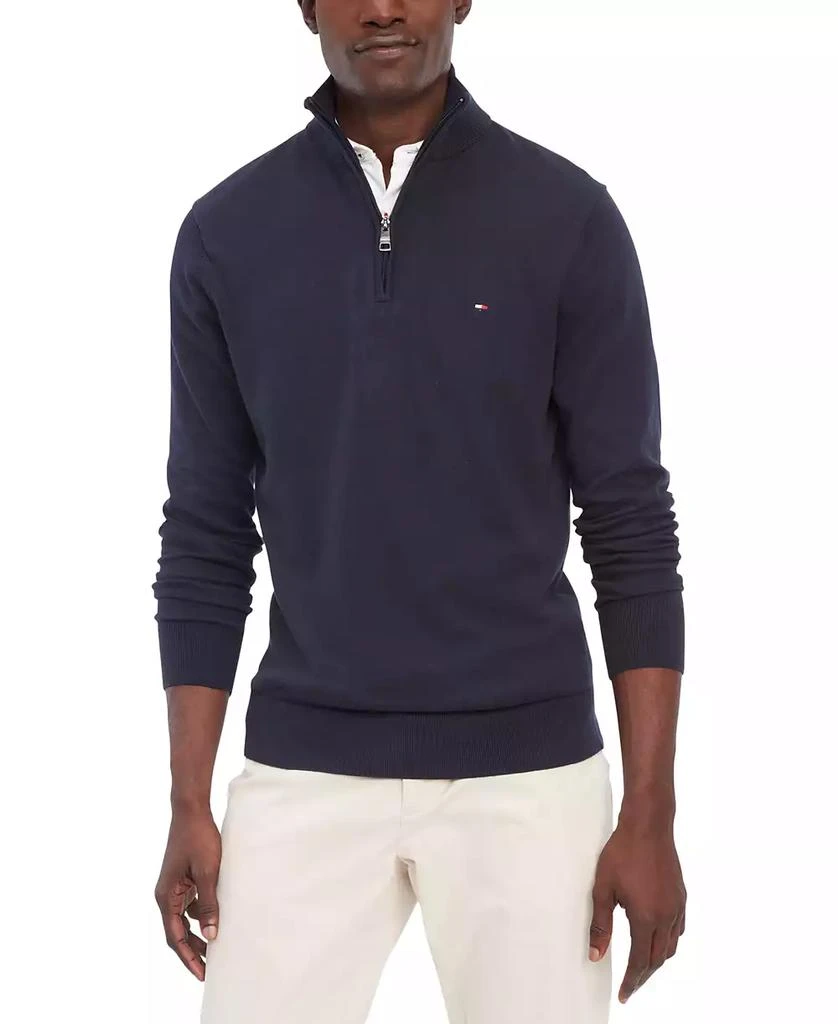Tommy Hilfiger Men's Essential Embroidered Logo 1/4-Zip Mock Neck Sweater 1