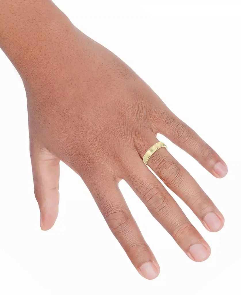 Macy's Men's Satin Finish Beveled Edge Band in 18k Gold-Plated Sterling Silver (Also in Sterling Silver) 2