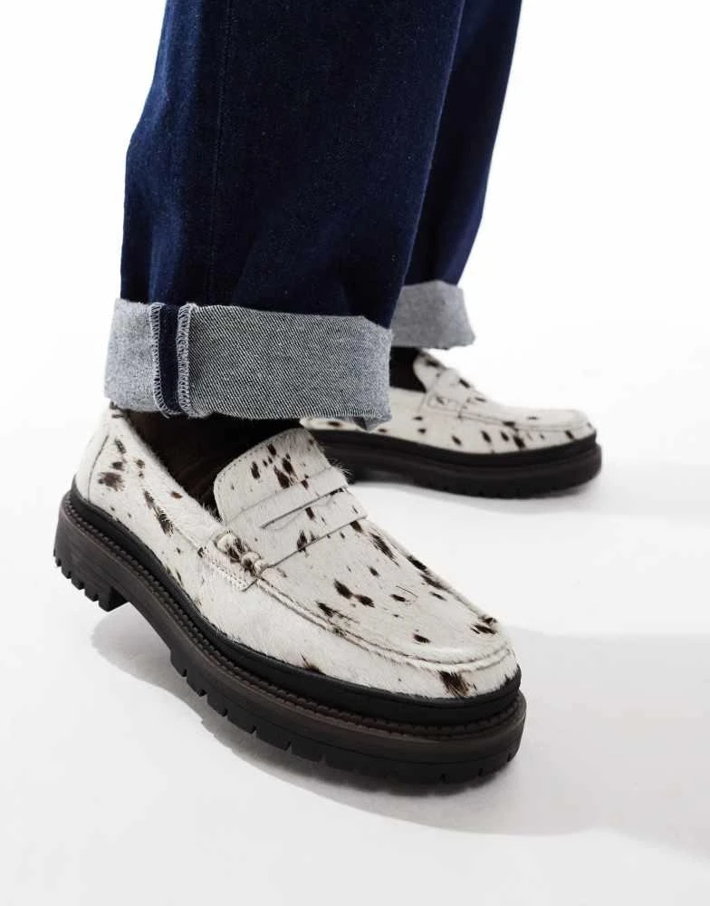ASOS ASOS DESIGN Premium chunky loafers in cow hair 1