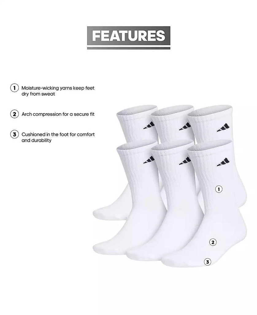 Adidas Men's Cushioned Athletic 6-Pack Crew Socks 12