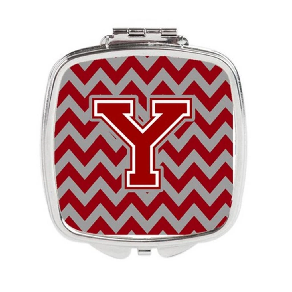 Carolines Treasures CJ1049-YSCM Letter Y Chevron Maroon 
White Compact Mirror, 3 x 0.3 x 2.75 in.