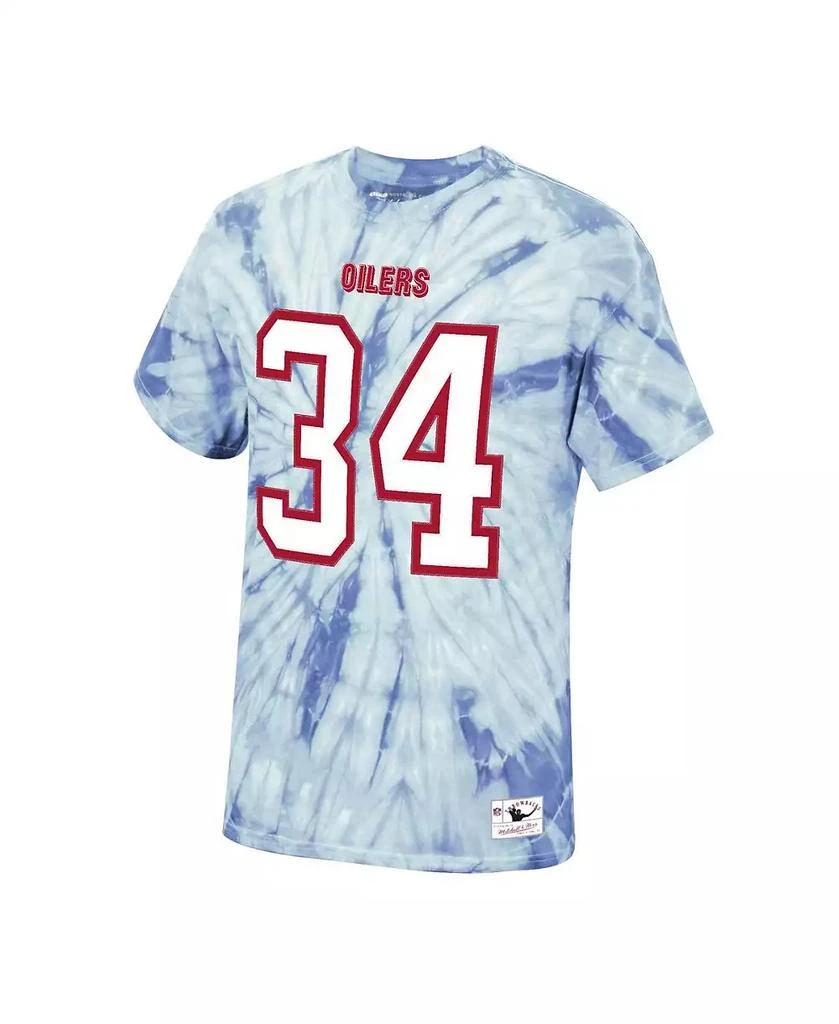 Mitchell & Ness Men's Earl Campbell Light Blue Houston Oilers Tie-Dye Retired Player Name and Number T-shirt 3