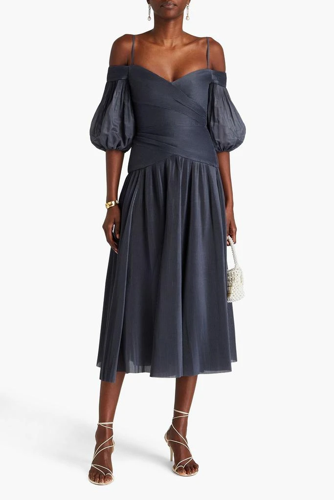 Zimmermann Cold-shoulder plissé-organza midi dress 2